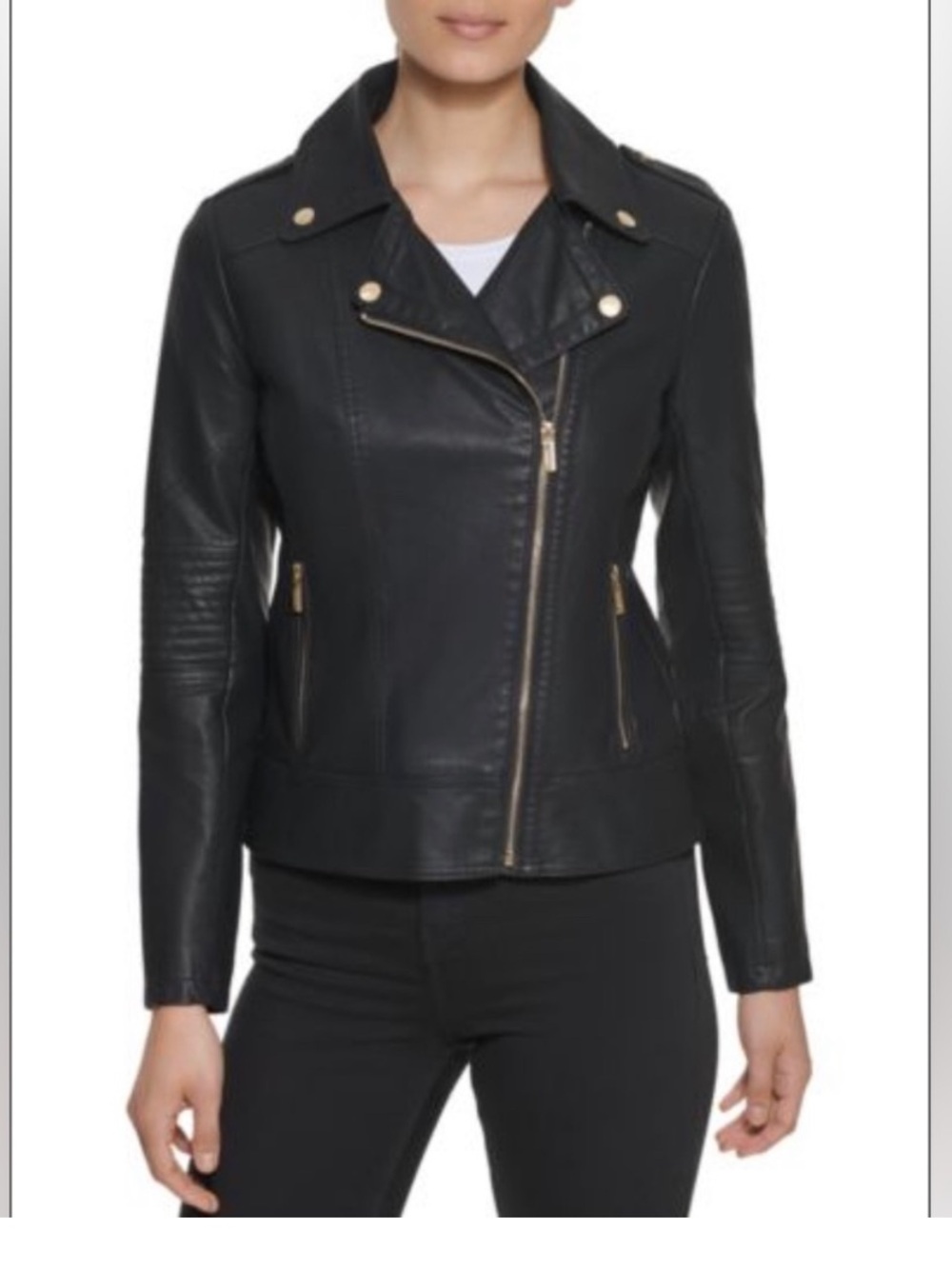 GUESS Black Faux Leather Women’s Jacket